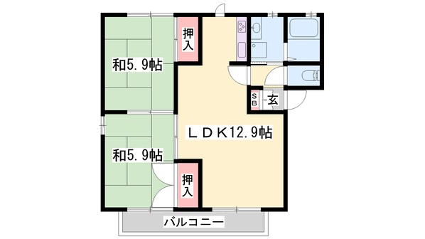 相生駅 徒歩14分 2階の物件間取画像